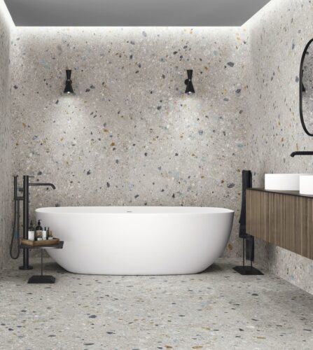 Kids Bathroom terazzo colour lapatto matt, New Line Tiles Tuam Galway