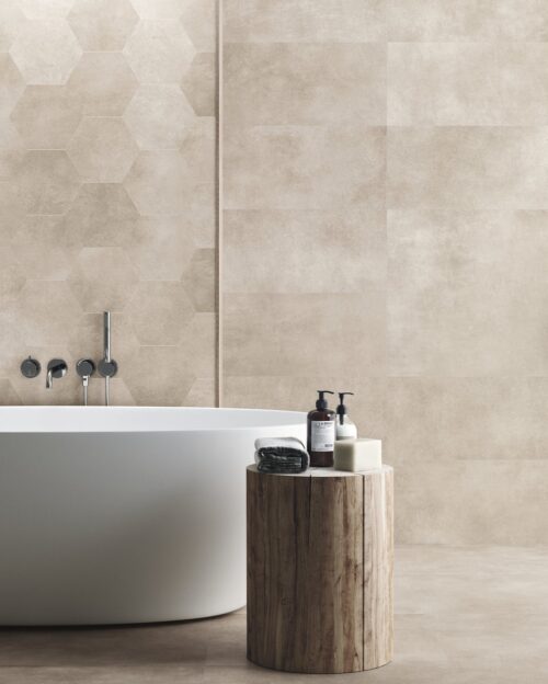 Bathroom and floor tiles New Line tuam galway, Ireland, cement look taupe beige cream sand matt neutral